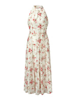 Tencel Blend Floral Print Women Halter Maxi Dress GOELIA