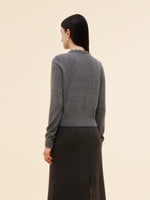 100% Wool Beaded Round Neck Women Cardigan GOELIA