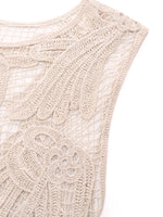 100% Acetate Openwork Crochet Tank Top And Slip Dress Two-Piece Set GOELIA