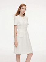 Tweed Round Neck Women Mini Dress GOELIA