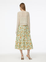 Cotton Floral Print Strap Maxi Dress And Openwork Cardigan Two-Piece Set GOELIA