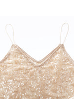 Lace Sequins Camisole And Velvet Knit Top Two-Piece Set GOELIA