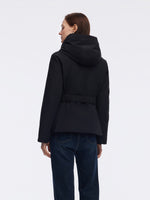 Gathered Waist Hooded Goose Down Jacket With Belt GOELIA