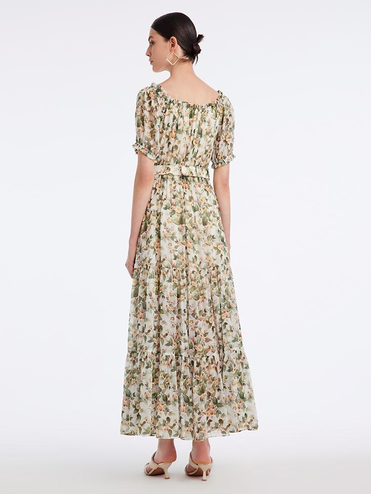 シルクフローラルプリントロングワンピース – GOELIA