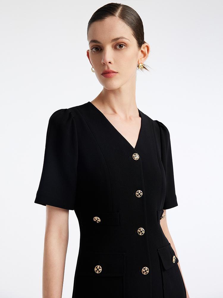 Black Triacetate Button Front Mini Dress GOELIA