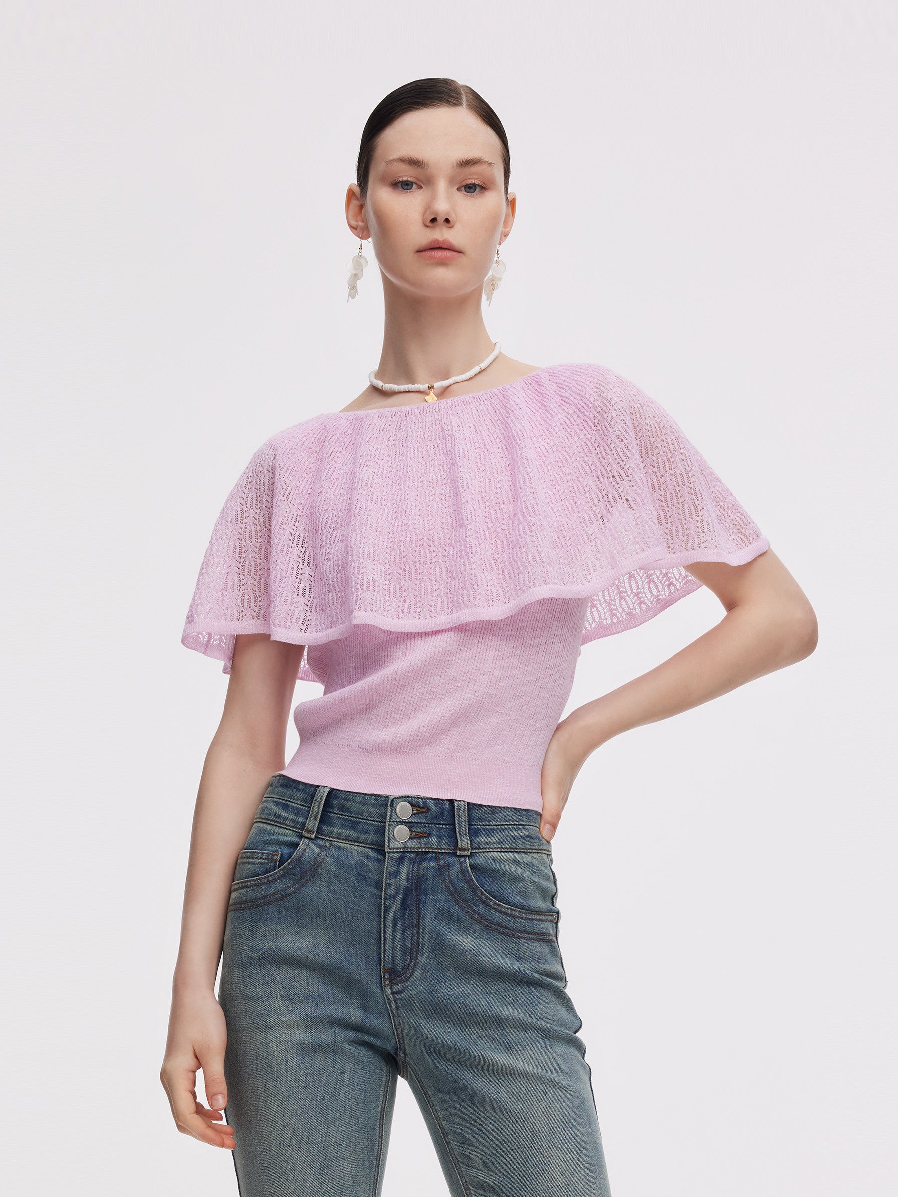 Capelet Adjustable Neck Women Knit Top GOELIA
