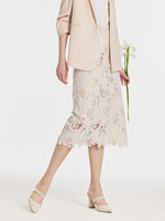 Lace Floral-Shaped Openwork Slit Women Half Skirt GOELIA