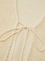 100% Cotton Openwork Tie Front Women Cardigan GOELIA