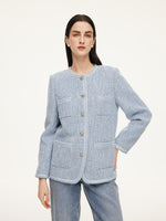 Tweed Single-Breasted Braided Trim Women Jacket GOELIA