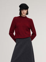 Wool Jacquard Mock Neck Women Sweater GOELIA