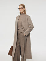 Wool Alpaca Women Overcoat With Scarf GOELIA