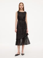 19MM Gambiered Canton Gauze Kapok Jacquard Women Sleeveless Maxi Dress GOELIA