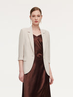 Acetate Blend 3/4 Sleeve Women Blazer GOELIA