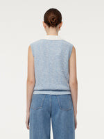 Contrast Collar Women Knit Polo Tank Top GOELIA