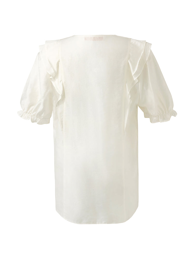 Aloe V Neck Ruffle Blouse main image 1