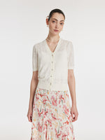 Iris Jacquard Sequins Single-Breasted Knitted Women Cardigan GOELIA