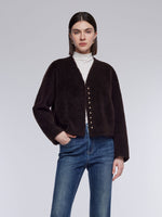 [Preview] 100% Shearling Wool V-Neck Women Coat GOELIA