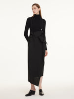 Merino Wool Asymmetric Drape Women Pinafore Maxi Dress GOELIA