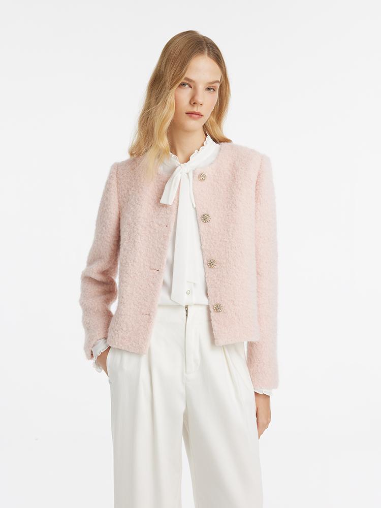 Wool-Blend Single-Breasted Women Crop Jacket GOELIA