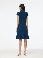 Denim Ruffle Hem Women Stretchy Knit Qipao Mini Dress GOELIA