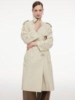 Cotton Blend Double-Breasted Women Belted Trench Coat GOELIA