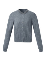 100% Wool Beaded Round Neck Women Cardigan GOELIA