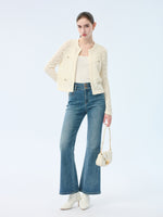 100% Wool Open Knit Women Cardigan GOELIA