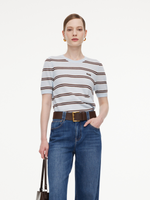 [Preview] Crew Neck Stripe Women T-Shirt GOELIA