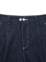 100% Cotton Denim Straight Wide Leg Women Jeans GOELIA