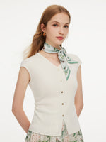 Tencel Blend Side Twist Women Cap Sleeve Knit Top GOELIA