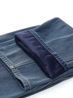 Denim Fleece Lined Women Tapered Jeans GOELIA