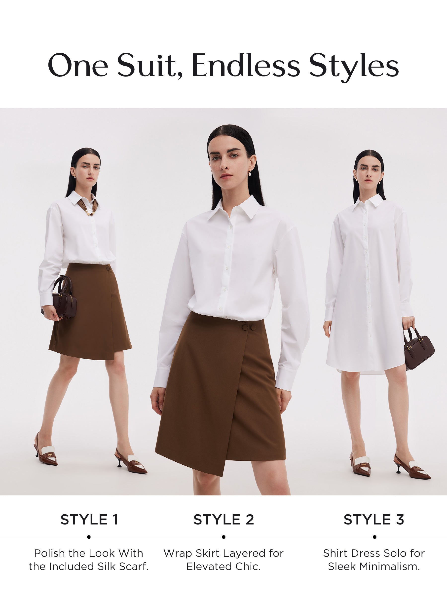 Shirt Dress And Adjustable Waist Skirt Two-Piece Set GOELIA