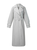 Cotton Blend Relaxed H-line Women Belted Long Trench Coat GOELIA