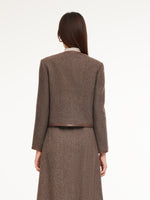 100% Washable Merino Wool Leather-Trimmed Women Jacket GOELIA