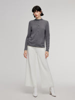 100% Cashmere Seamless Contrast Trim Women Cardigan GOELIA