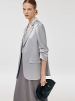 Acetate 3/4 Ruched Sleeves Women Blazer GOELIA