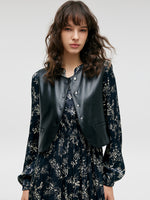 Eco-Friendly Fur Vest And Floral Print Dress Two-Piece Set GOELIA