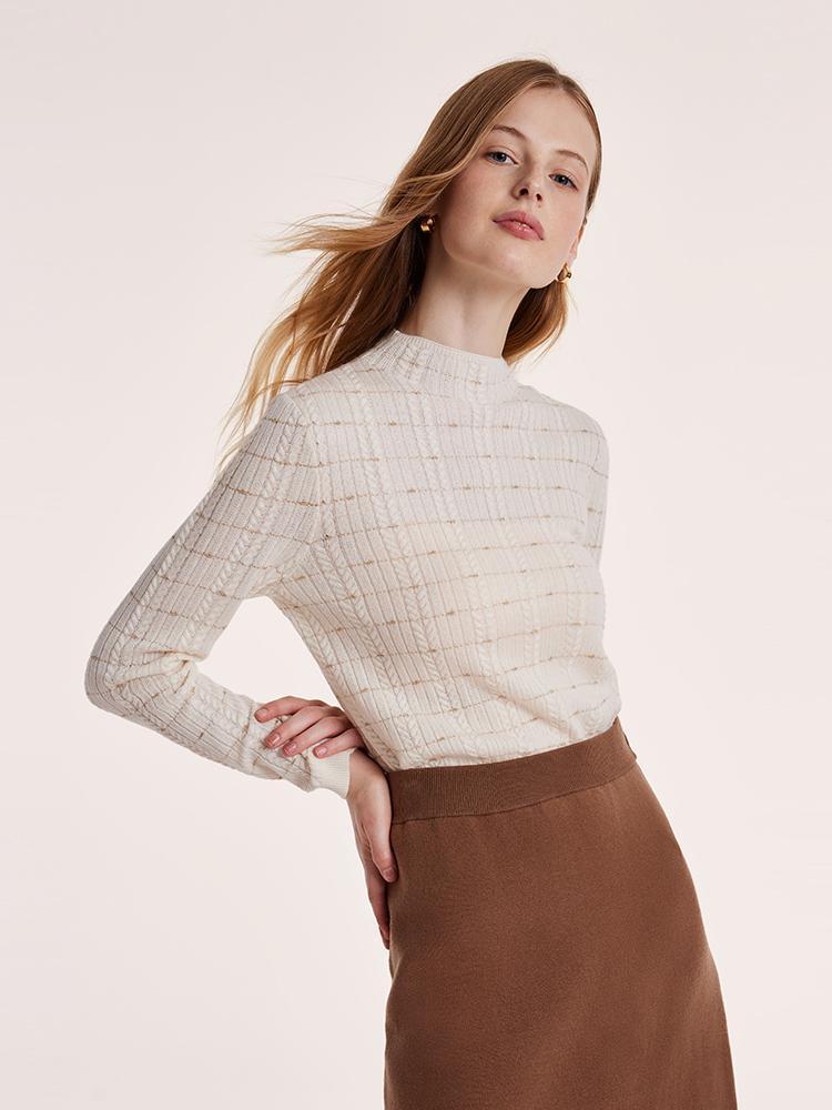 Tencel Wool Jacquard Women Sweater And Half Skirt Two-Piece Set – GOELIA