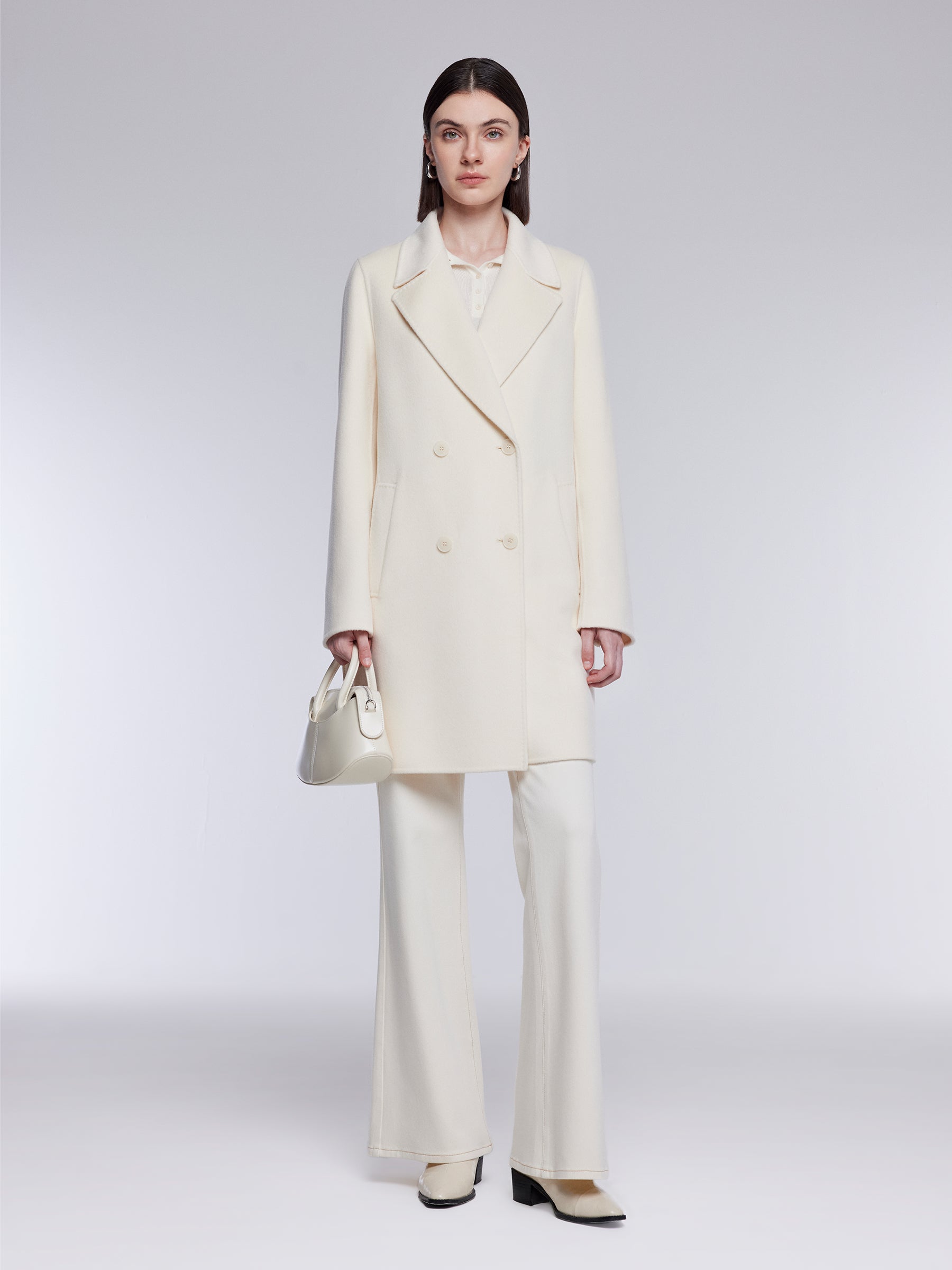 Cashmere Merino Wool Blend Tailored Double-Faced Women Coat GOELIA