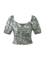 Floral Printed Square Neck Puff Sleeves Women Blouse GOELIA