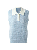 Contrast Collar Women Knit Polo Tank Top GOELIA