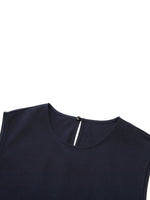 Dark Navy Bubble Hem Women Sleeveless Maxi Dress With Bag GOELIA