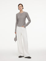 Stretch Round Neck Women Long Sleeve T-Shirt GOELIA