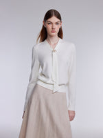 [Preview] Wool Blend Tie Neck Women Knit Top With GO Buckle GOELIA