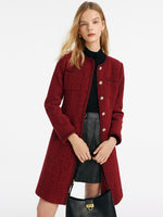 Single-Breasted Tweed Women Coat With Waist Pack GOELIA