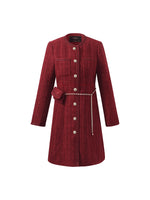 Single-Breasted Tweed Women Coat With Waist Pack GOELIA