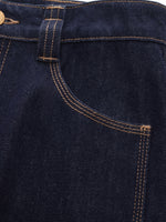 100% Cotton Denim Women Wide Leg Jeans With Belt GOELIA