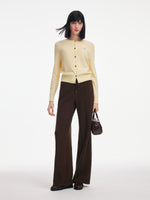 [Preview] Embroidered Side Seam Drawstring Waist Women Knit Pants GOELIA