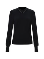 Wool Blend Mock Neck Women Sweater With Detachable Necklace GOELIA