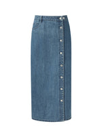 100% Cotton Denim Glitter Adjustable Waist Women Skirt GOELIA